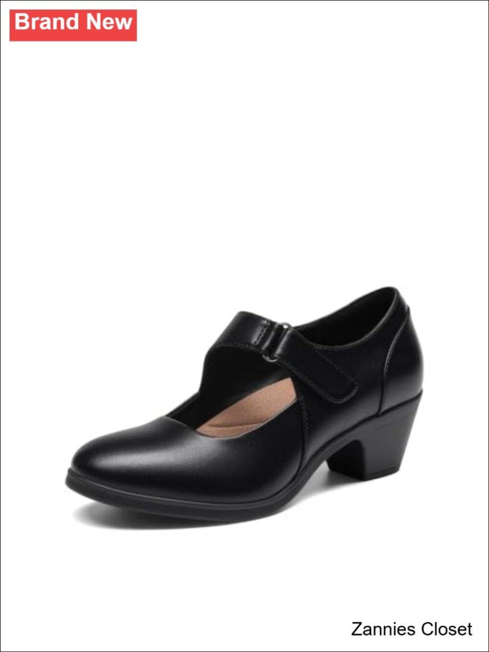 ✨Women's Mary Jane Block Heel Dress Pumps Faux Leather